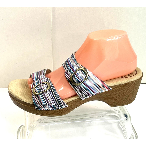 Dansko Shoes - Dansko Sandals Womens Size 41 EU 10.5 11 US Sophie Multicolor Stripe Buckle